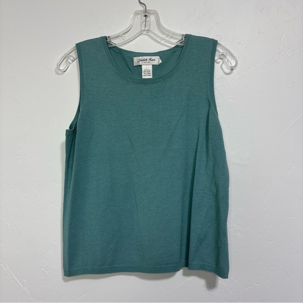 Judith Hart Petites Sleeveless Teal Top Women's Large Silk Nylon Viscose